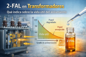 Relación entre concentración de 2-FAL y degradación de la celulosa en transformadores