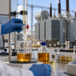 Ensayo de acidez y número de neutralización de una muestra de aceite aislante de transformador.