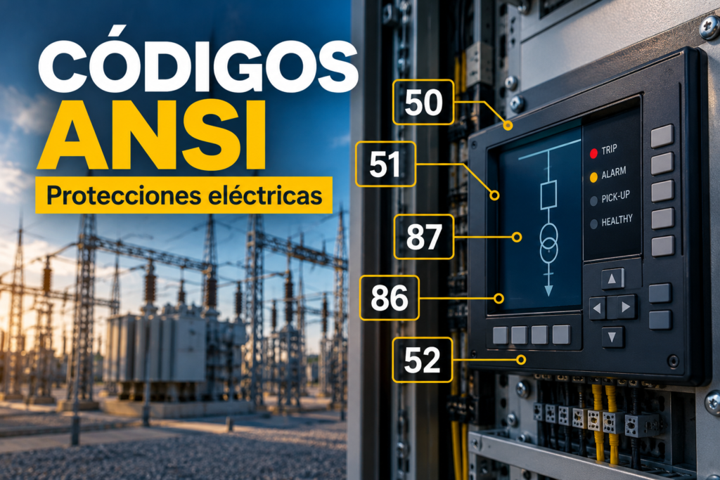 Códigos ANSI 50 51 52 86 y 87 de protecciones eléctricas en subestaciones